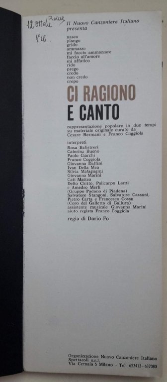 CI RAGIONO E CANTO(1966)