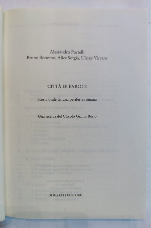 Città di parole - Storia orale di una periferia romana