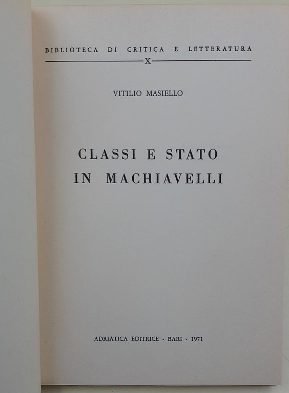 Classi e Stato in Machiavelli