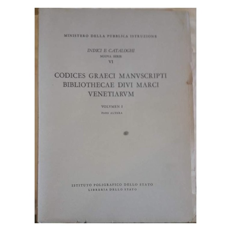 CODICES GRAECI MANUSCRIPTI BIBLIOTHECAE DIVI MARCI VENETIARUM-4 VOLL.(1972/1973)