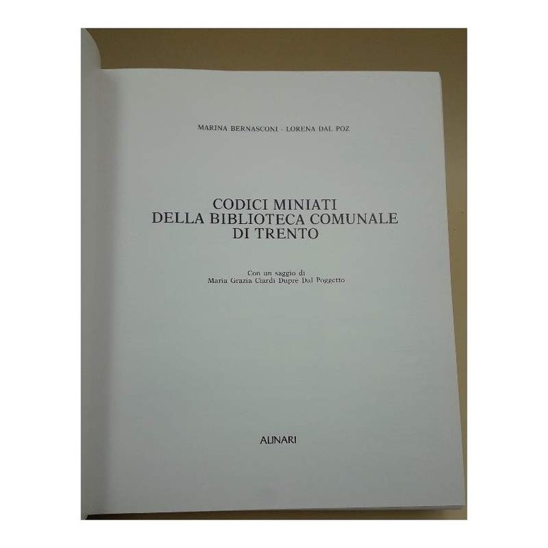 CODICI MINIATI DELLA BIBLIOTECA COMUNALE DI TRENTO( 1985)