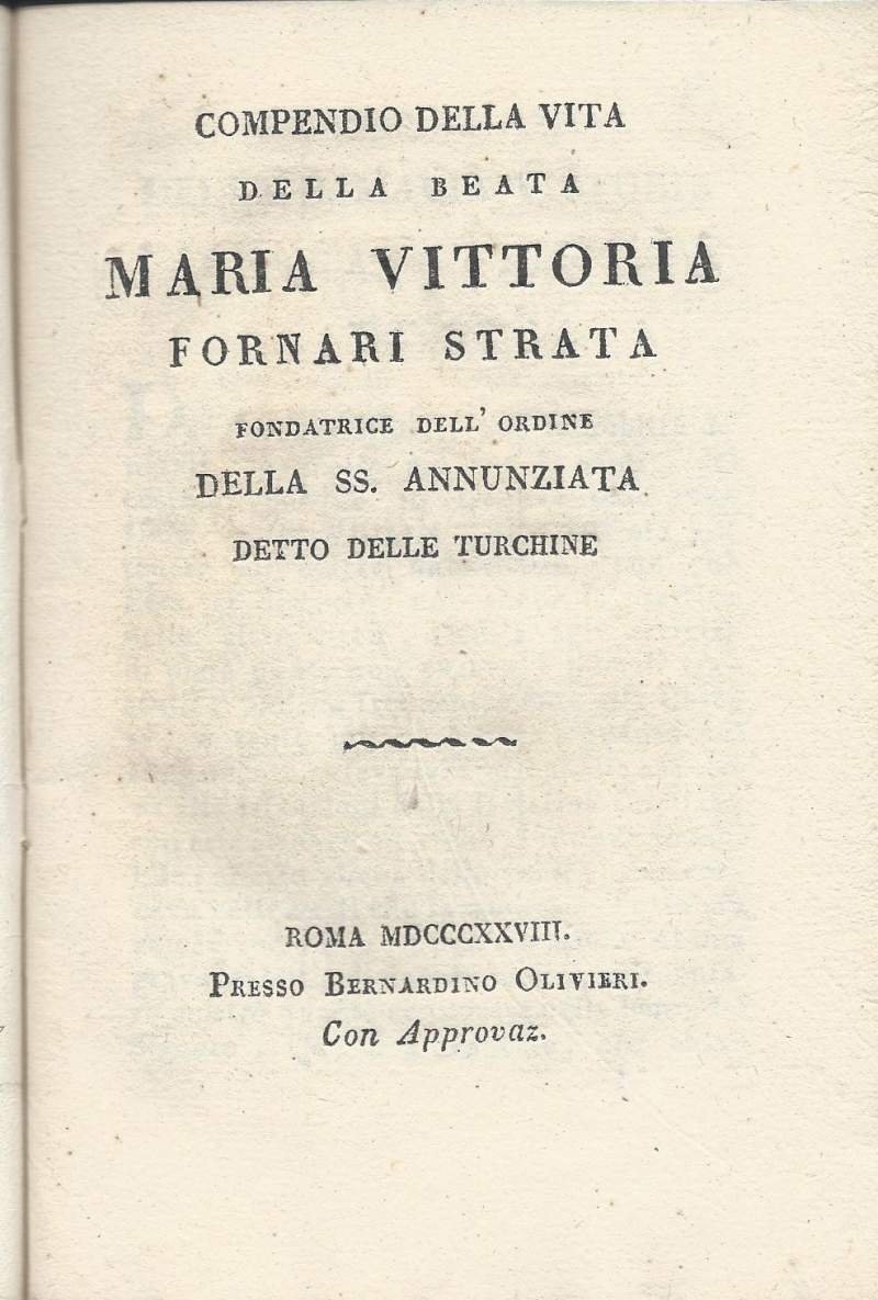 COMPENDIO DELLA VITA DELLA BEATA MARIA VITTORIA FORNARI STRATA - … | Immagine principale