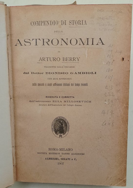 Compendio di Storia della Astronomia