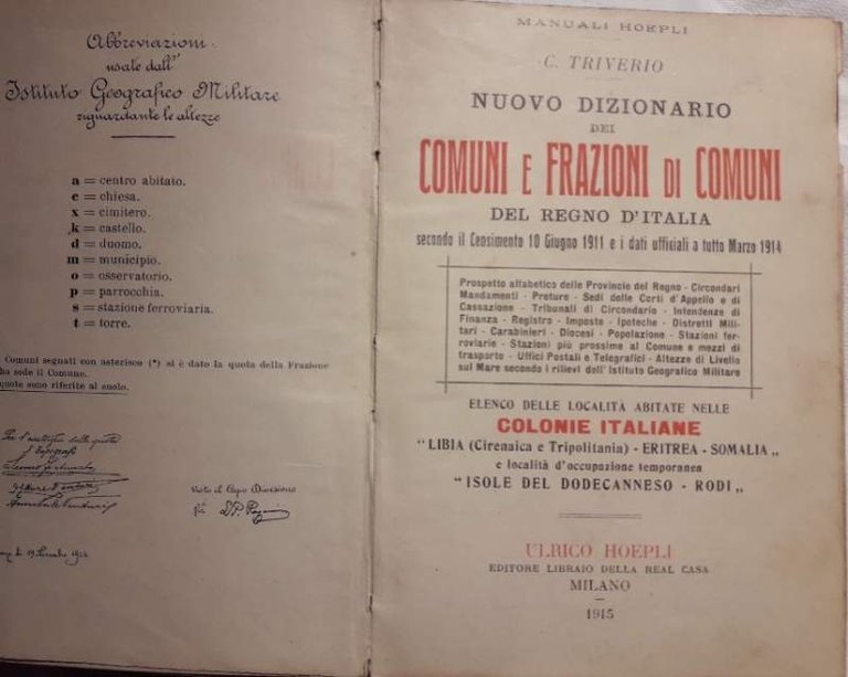 COMUNI E FRAZIONI DEL REGNO D'ITALIA(1915)