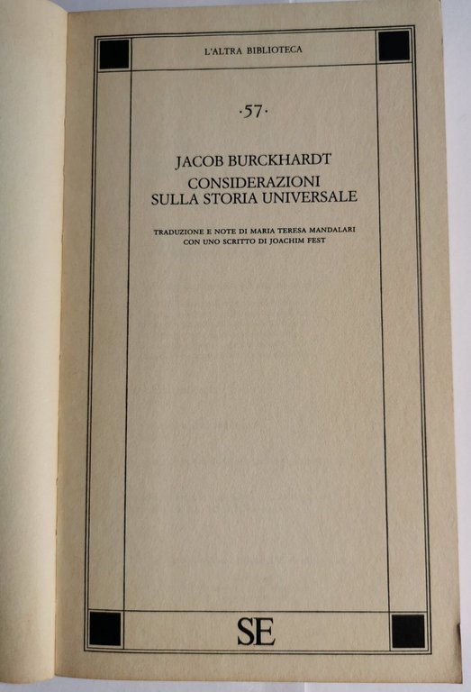 Considerazioni sulla storia universale