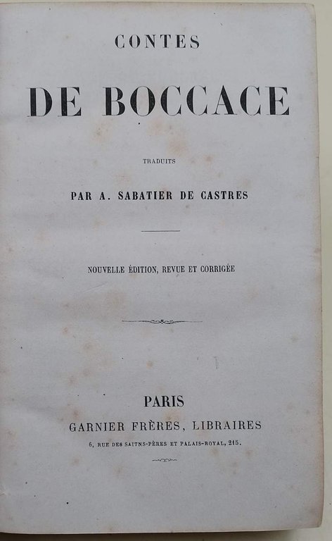 CONTES DE BOCCACE(FINE '800)