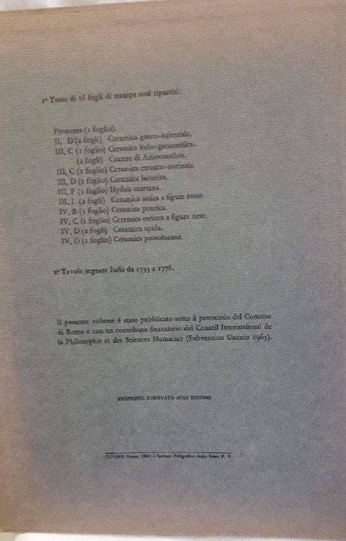 CORPUS VASORUM ANTIQUORUM-ITALIA MUSEI CAPITOLINI DI ROMA( 1965) | Immagine Gallery 3