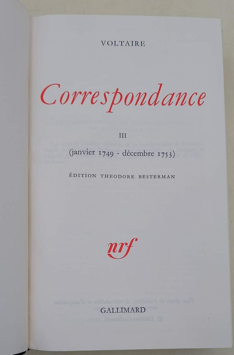 CORRESPONDANCE III 1749 - 1753 (1975)