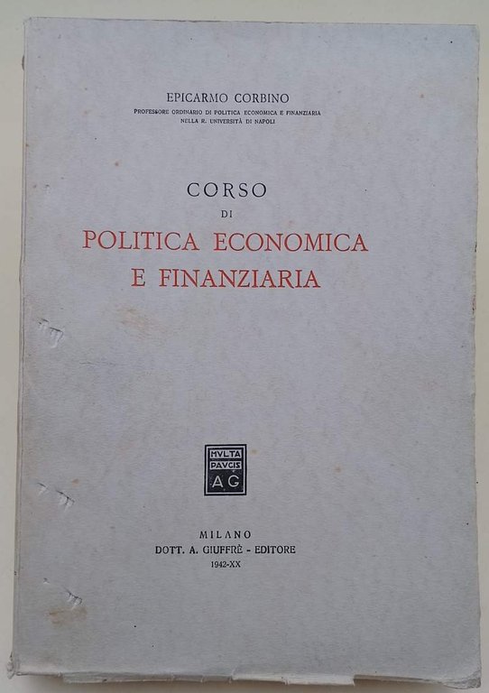 CORSO DI POLITICA ECONOMICA E FINANZIARIA( 1942)