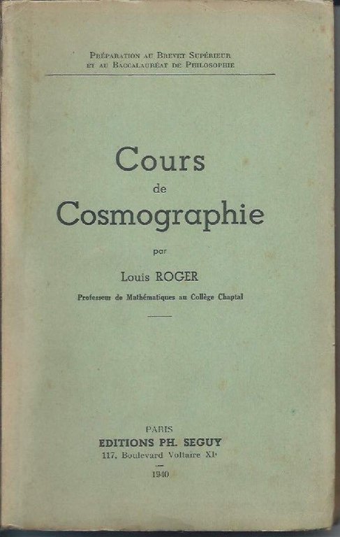COURS DE COSMOGRAPHIE (1949)