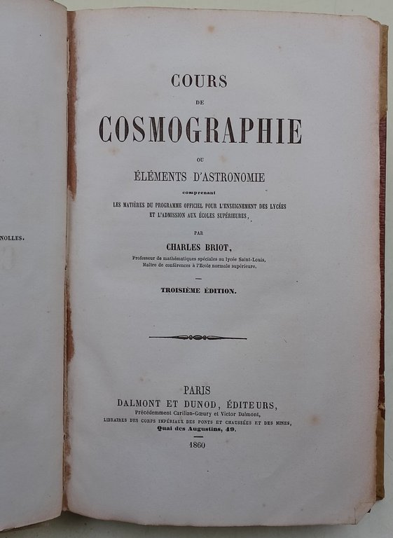 Cours des Cosmographie ou elements d'astronomie