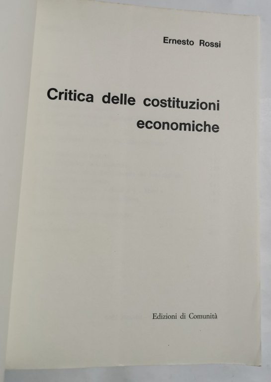 Critica delle costituzioni economiche