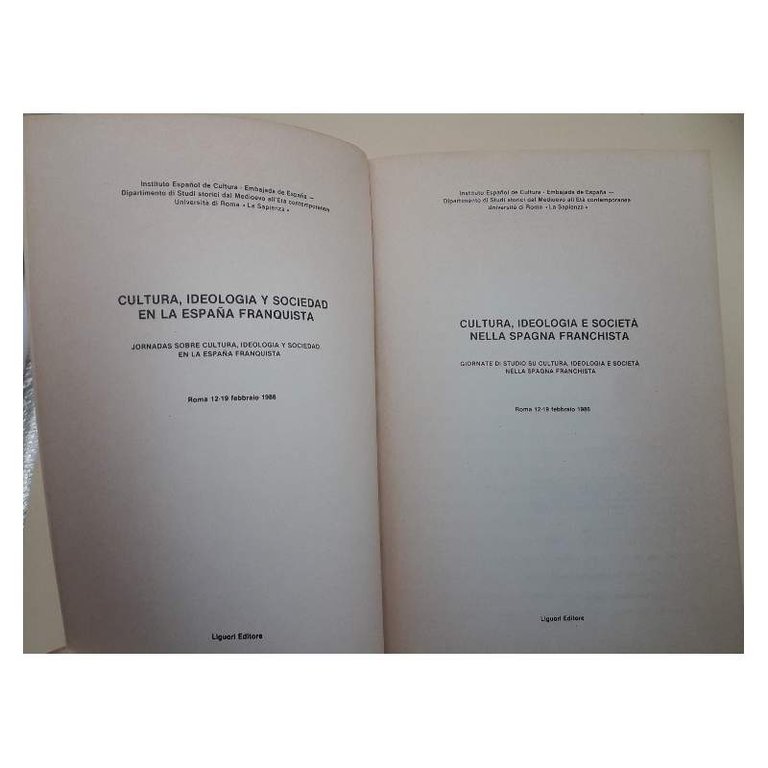 CULTURA, IDEOLOGIA E SOCIETA' NELLA SPAGNA FRANCHISTA( 1986)
