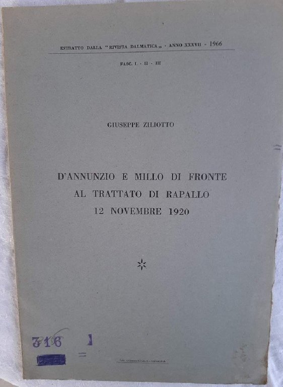 D'ANNUNZIO E MILLO DI FRONTE AL TRATTATO DI RAPALLO -12 …