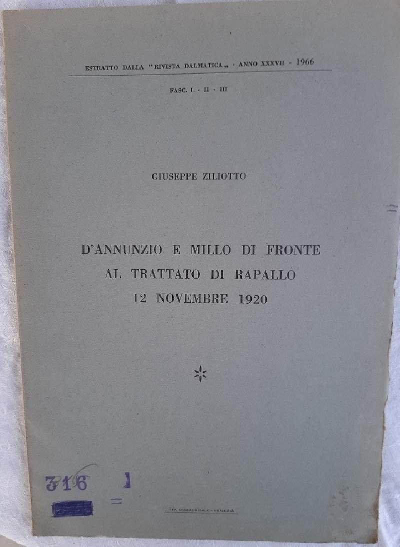 D'ANNUNZIO E MILLO DI FRONTE AL TRATTATO DI RAPALLO -12 …
