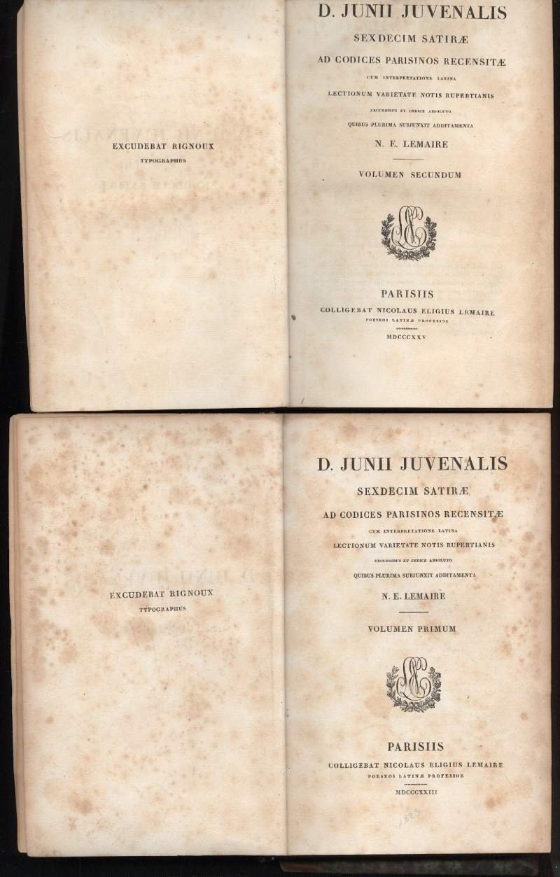 D.JUNII JUVENALIS SEXDECIM SATIRAE ad codices parisinos recensitae cum interpretatione …
