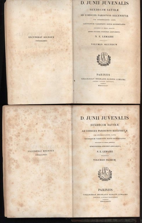 D.JUNII JUVENALIS SEXDECIM SATIRAE ad codices parisinos recensitae cum interpretatione …