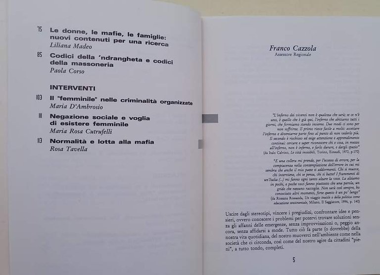 DAL MATERNO AL MAFIOSO-RUOLI DELLE DONNE NELLA CULTURA DELLE MAFIE(1996)