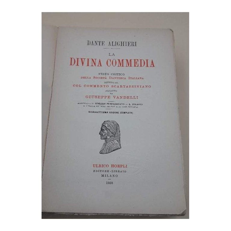 DANTE ALIGHIERI-LA DIVINA COMMEDIA-TESTO CRITICO DELLA SOCIETA' DANTESCA ITALIANA(1958)