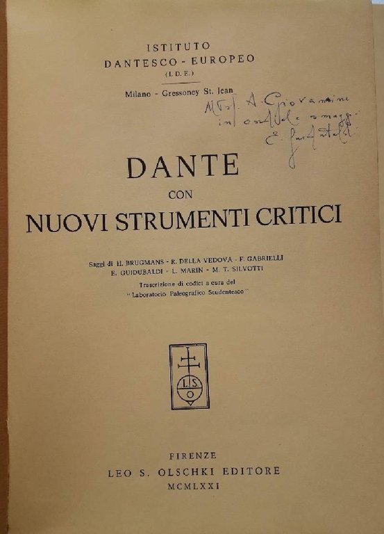 DANTE CON NUOVI STRUMENTI CRITICI(1971)