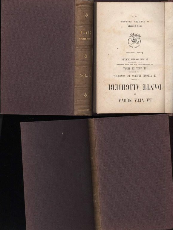 DANTE-Il CANZONIERE-LA VITA NUOVA-IL CONVITO 3 VOLL.(1873)
