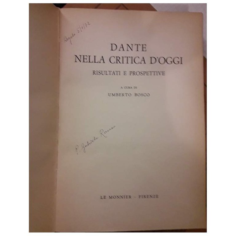 DANTE NELLA CRITICA D'OGGI