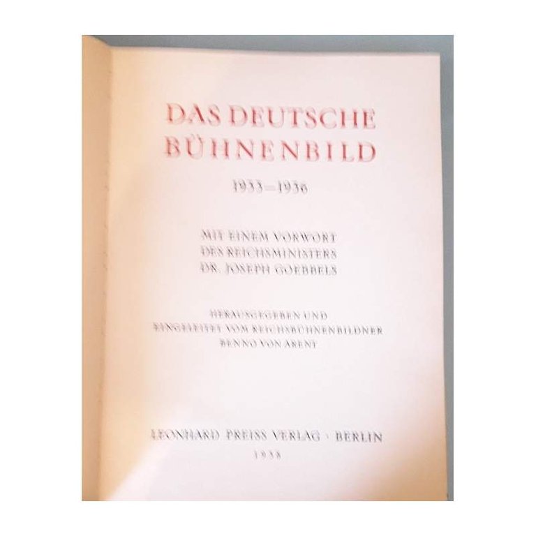 DAS DEUTSCHE BUHNENBILD 1933-1936 mit einem Vorwort des reichsministers dr. …