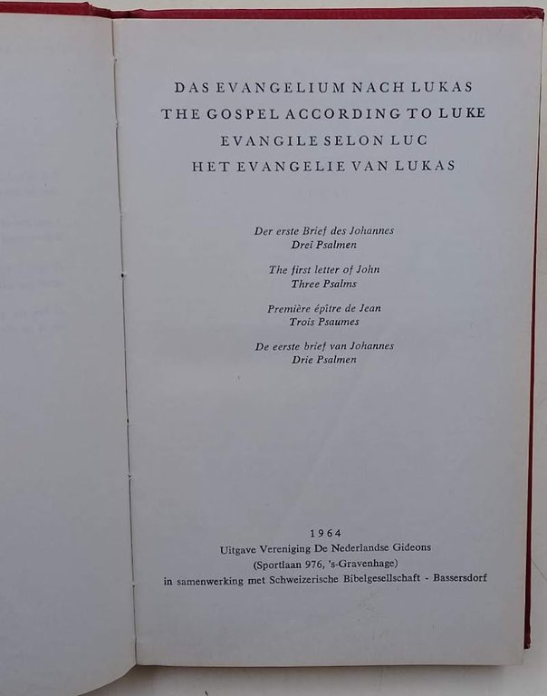 DAS EVANGELIUM NACH LUKAS-DER ERSTE BRIEF DES JOHANNES-DREI PSALMEN(1964)