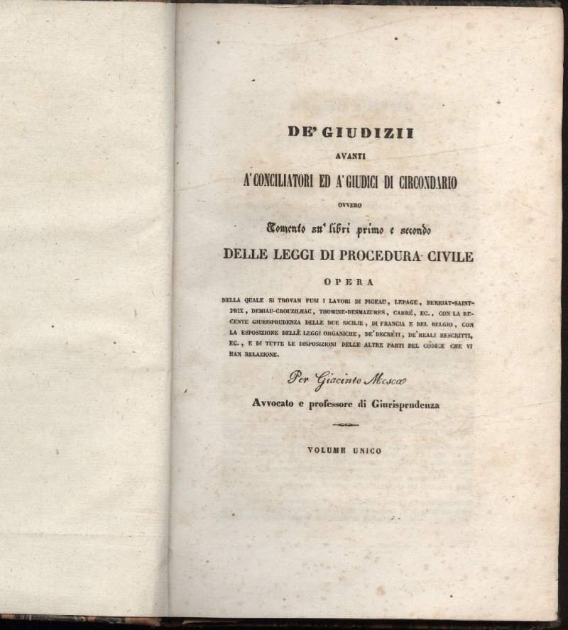 DE' GIUDIZII avanti a' conciliatori ed a' giudici di circondario … | Immagine principale