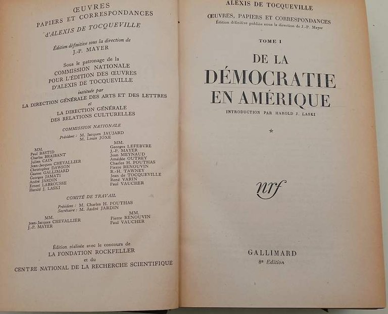 DE LA DEMOCRATIE EN AMERIQUE- 2 VOLL.-( 1951)