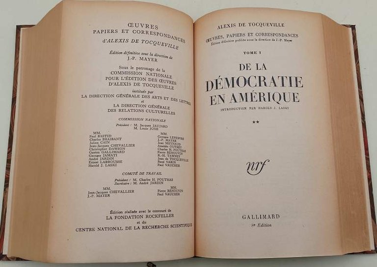 DE LA DEMOCRATIE EN AMERIQUE- 2 VOLL.-( 1951)