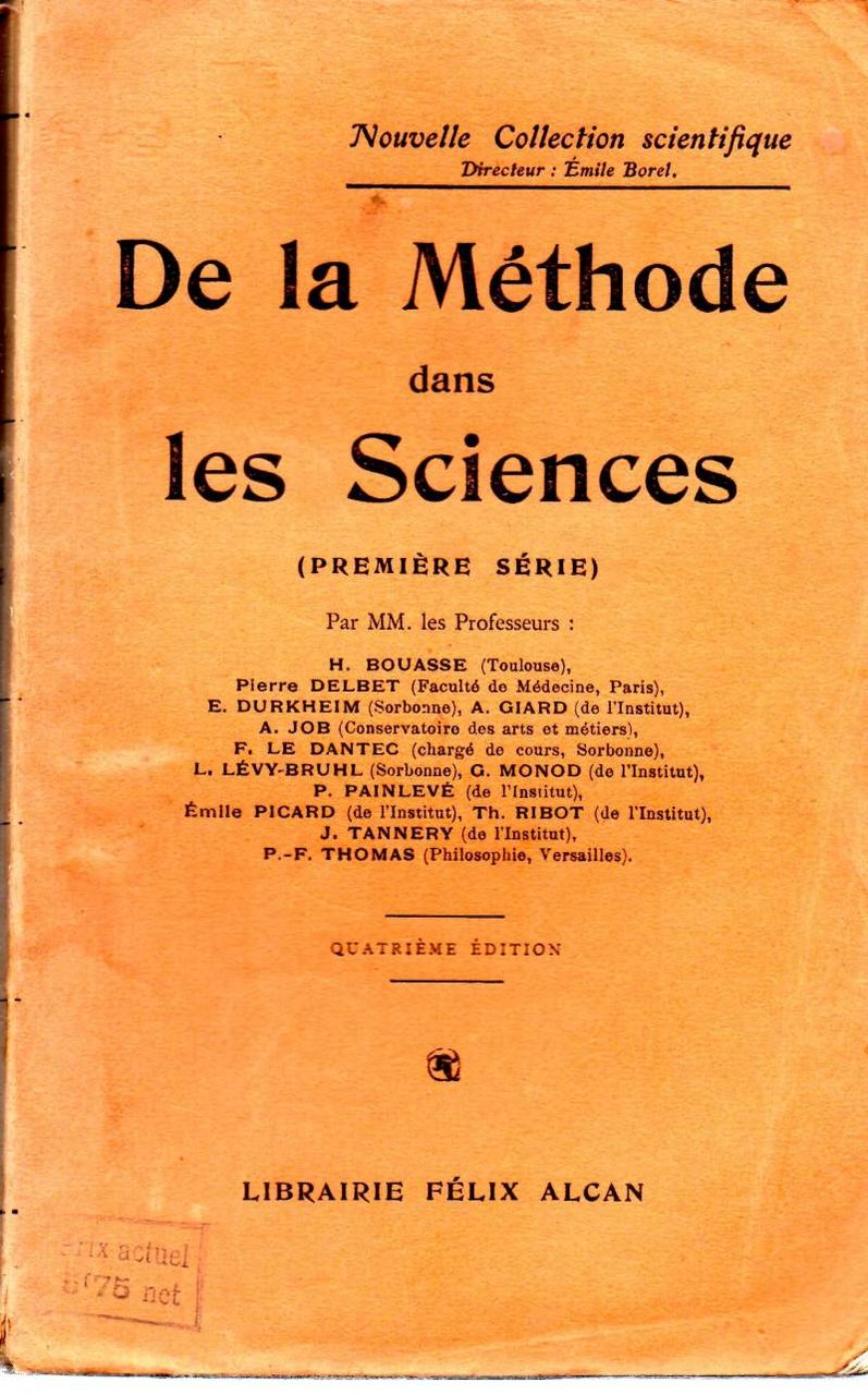 DE LA METHODE DANS LES SCIENCES