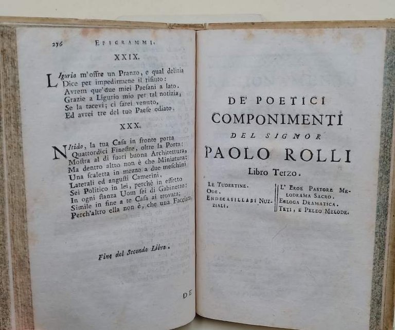DE' POETICI COMPONIMENTI DEL SIGNOR PAOLO ROLLI DIVISI IN TRE …