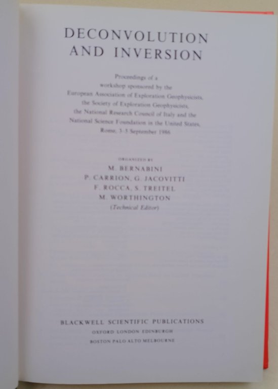 Deconvolution and Inversion- procedings of a workshop sponsored by the …