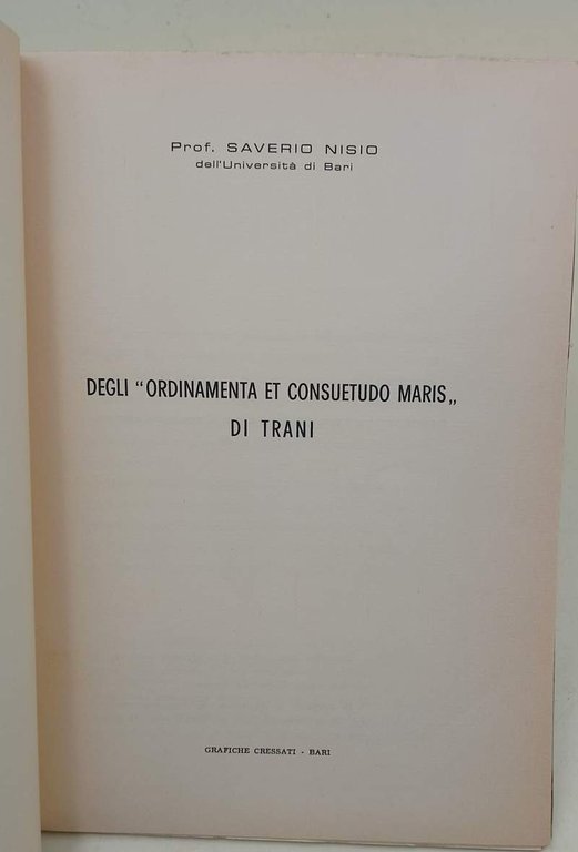 DEGLI ORDINAMENTA ET CONSUETUDO MARIS DI TRANI( 1963)
