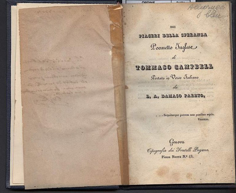 DEI PIACERI DELLA SPERANZA, Poemetto inglese | Immagine Gallery 2