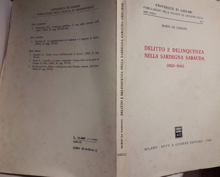 DELITTO E DELINQUENZA NELLA SARDEGNA SABAUDA(1823-1844)(1984)