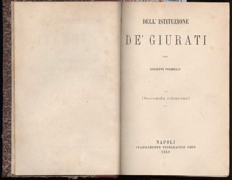 DELL'ISTITUZIONE DE' GIURATI(1868)/NOTOMIA MORALE ossia calcolo di probabilita(1871) | Immagine Gallery 2