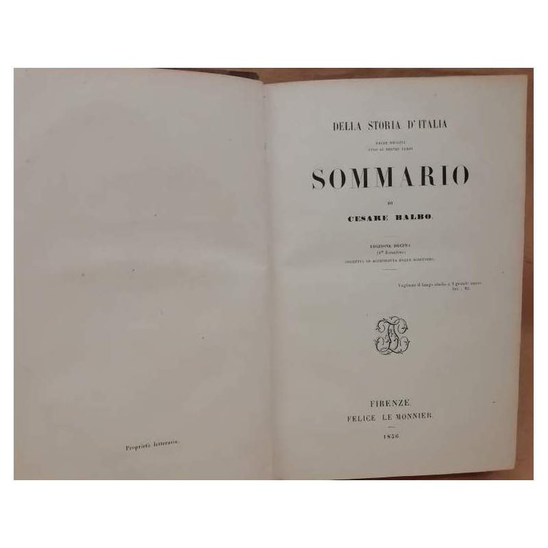DELLA STORIA D'ITALIA dalle origini fino ai nostri giorni SOMMARIO …