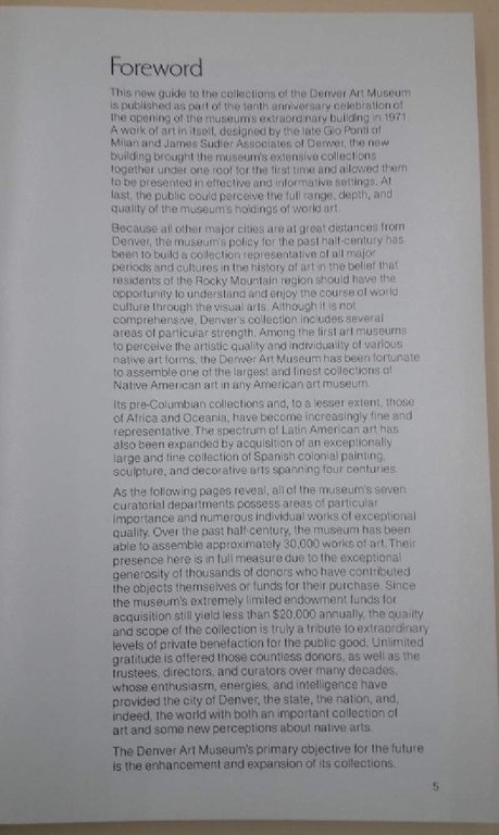 DENVER ART MUSEUM-MAJOR WORKS IN THE COLLECTION(1981)