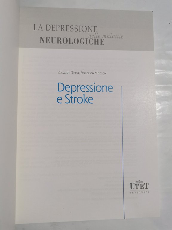 Depressione e Stroke - La depressione nelle malattie neurologiche