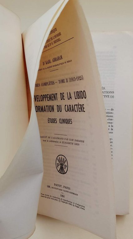 DEVELOPPEMENT DE LA LIBIDO FORMATION DU CARACTERE-ETUDES CLINIQUES-tome II(1966)