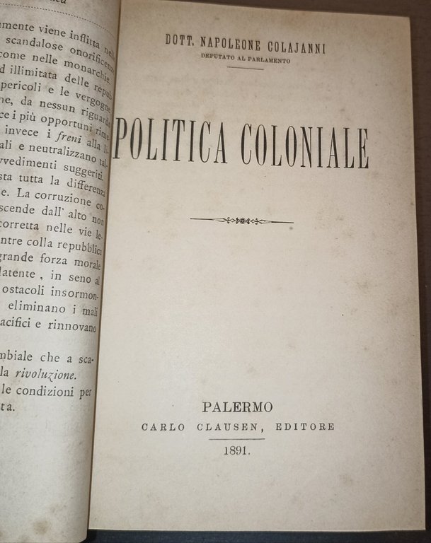 Di alcuni studi recenti sulla proprieta collettiva; Politica coloniale; Banche …