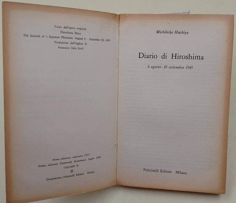 DIARIO DI HIROSHIMA 6 AGOSTO-30 SETTEMBRE 1945(1960)