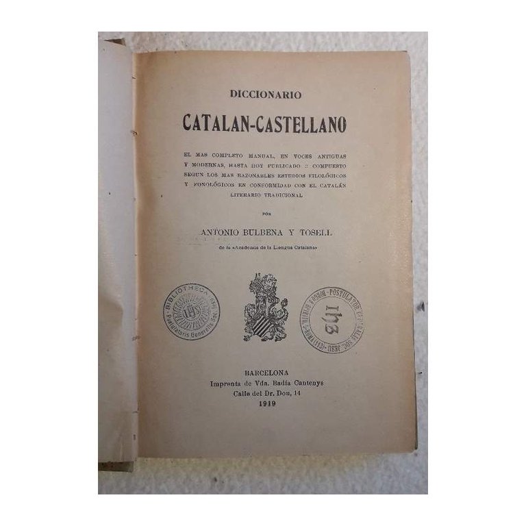 DICCIONARIO CATALAN-CASTELLANO(1919)