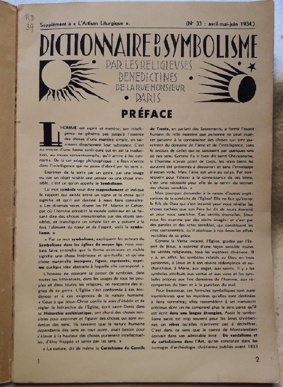 DICTIONNAIRE DU SYMBOLISME PAR LES BENEDCTINES DE ST LUOIS DU …