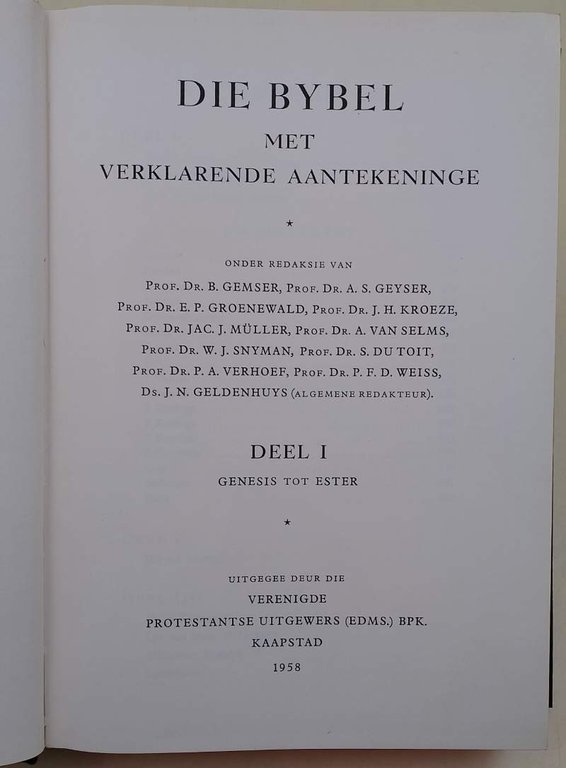 DIE BYBEL MET VERKLARENDE AATEKENINGE(1958)