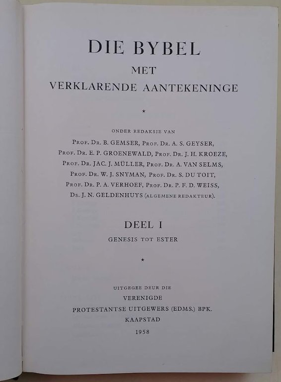 DIE BYBEL MET VERKLARENDE AATEKENINGE(1958)
