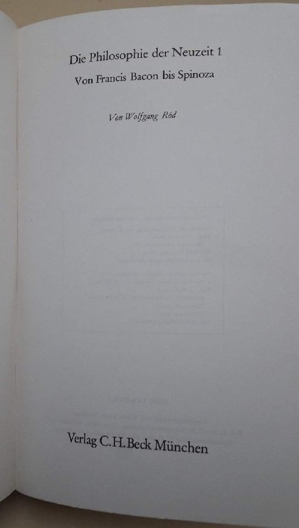 DIE PHILOSOPHIE DER NEUZEIT 1-VON BACON BIS SPINOZA( 1978)