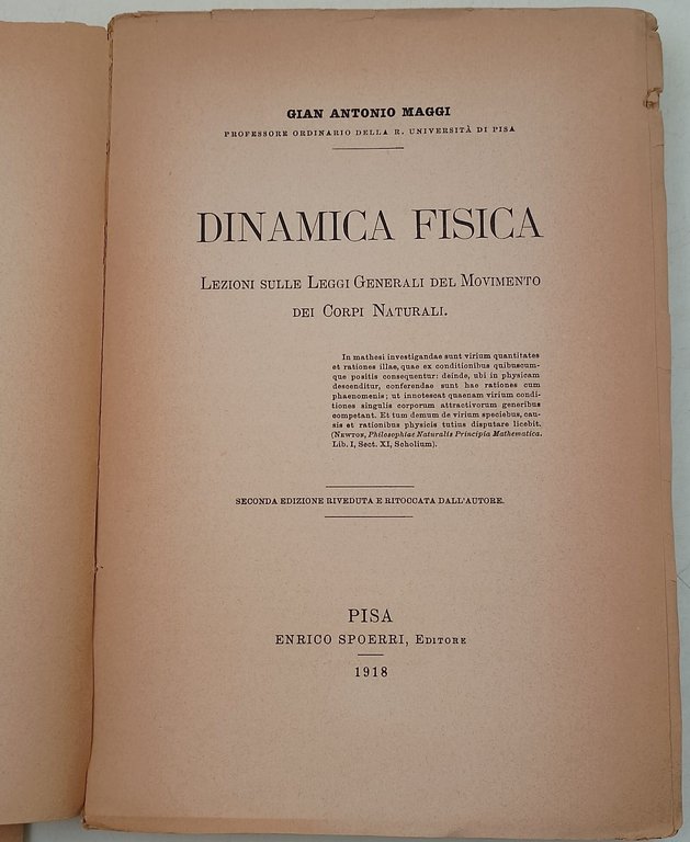 Dinamica fisica-Lezione sulle Leggi Generali del Movimento dei Corpi Naturali